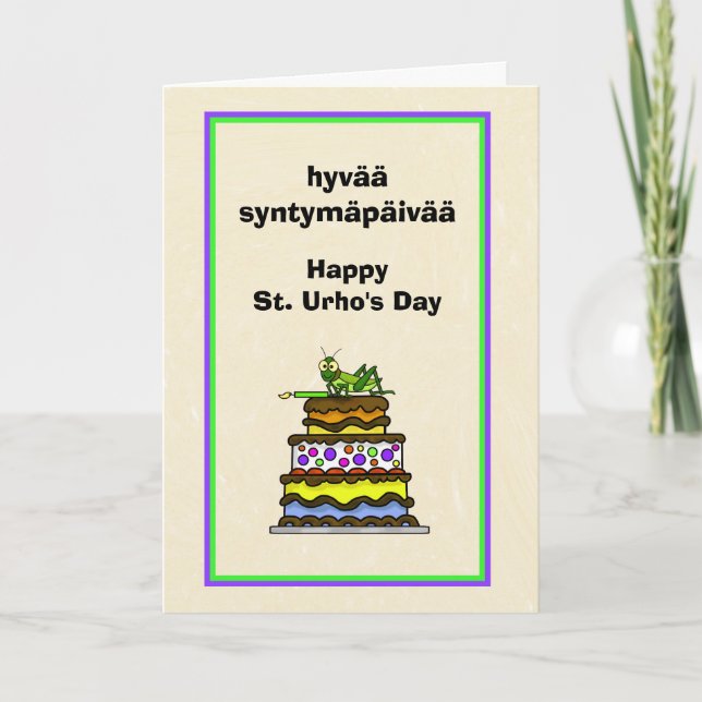 St. Urho's Day Birthday Card  March 16th (Front)