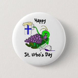 St. Urho's Day Button - Drunk Grasshopper