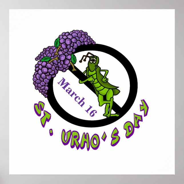 St. Urho's Day Grasshopper Ban Poster (Front)