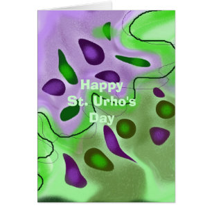 St. Urho's Day Modern Art Green & Purple Card