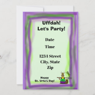 St. Urho's Day Party Invitation Purple & Green