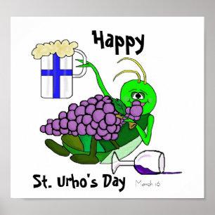 St. Urho's Day Poster with Drunk Grasshopper