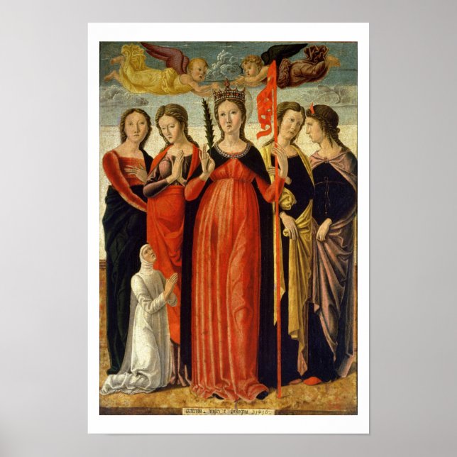 St. Ursula and Four Saints (seasoning on panel) Poster (Front)