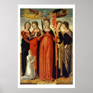 St. Ursula and Four Saints (tempera on panel) Poster