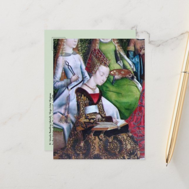 St. Ursula Reading (detail; M 070) Postcard (Front/Back In Situ)