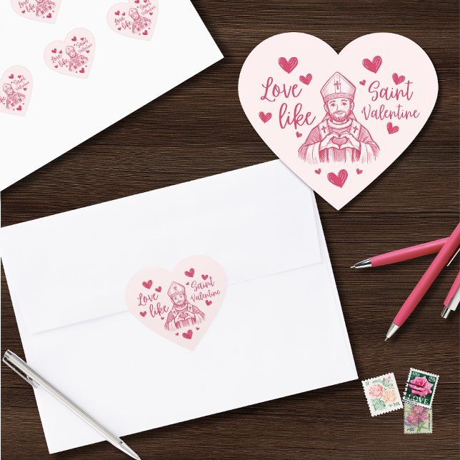 St Valentine Pink Catholic Heart Illustration Sticker (Creator Uploaded)