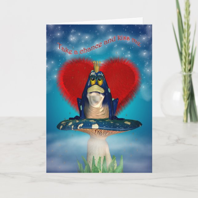 St.Valentine's Day Card With Frog On A Mushroom (Front)