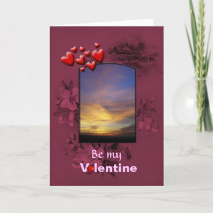 St Valentines Day Golden Azure Sunset Holiday Card