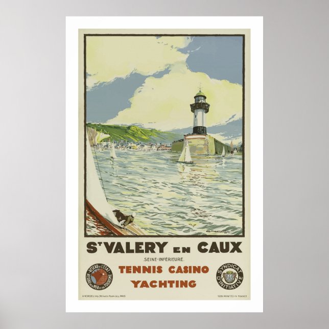 St Valery En Caux, Tennis Casino Yachting Poster (Front)