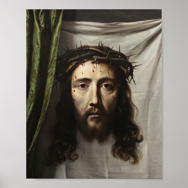 St Veronica Veil Shroud Jesus Face Catholic Saint Poster (Front)
