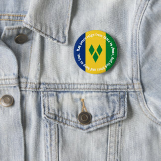 St Vincent and the Grenadines Flag Anthem Vincy  6 Cm Round Badge