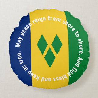 St Vincent and the Grenadines Flag Anthem Vincy  Round Cushion