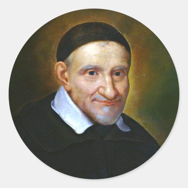 St. Vincent De Paul Religious Priest Classic Round Sticker (Front)