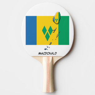 ST VINCENT FLAG & MAP Personalised Ping Pong Paddle