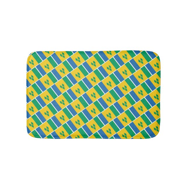 ST VINCENT FLAG Patriotic Geometric Modern Bath Mat (Front)