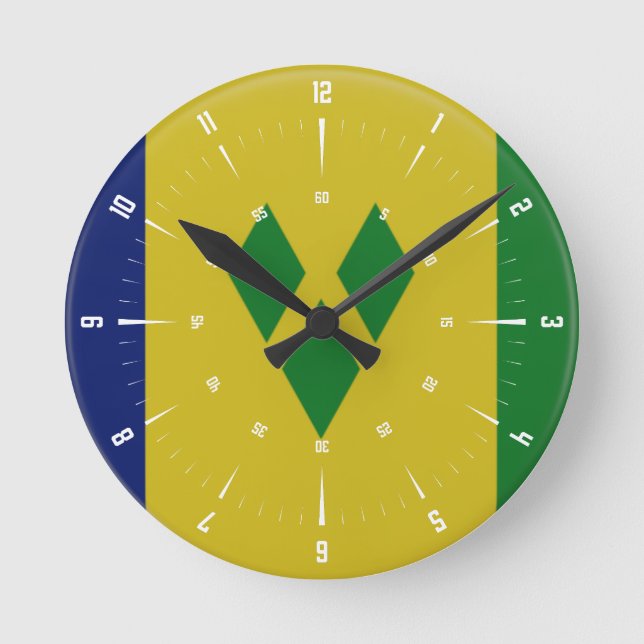 St Vincent flag   Round Clock (Front)