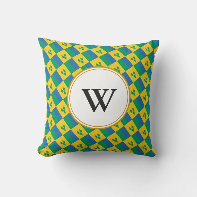 ST VINCENT GRENADINES  Blessed Nation Monogram Cushion (Front)