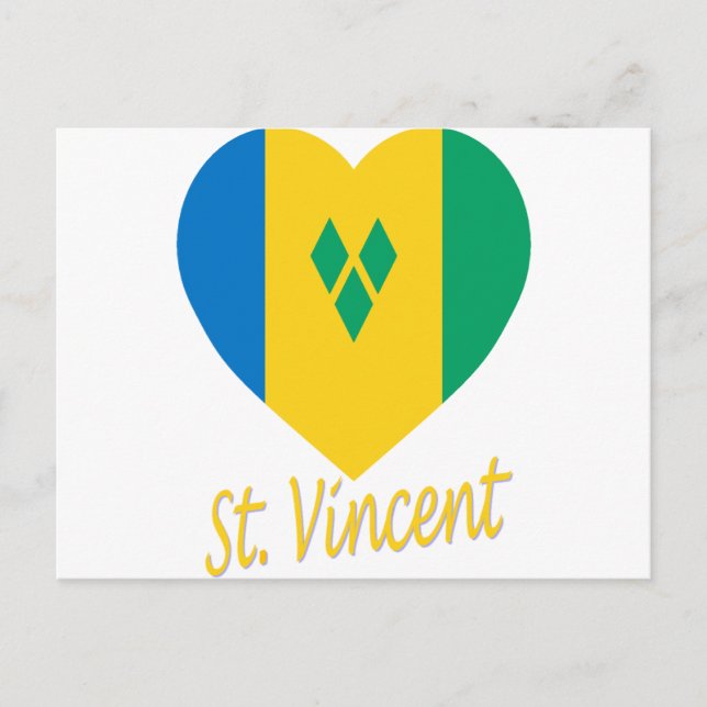 St Vincent / Grenadines Flag Heart Postcard (Front)