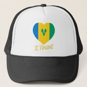 St Vincent / Grenadines Flag Heart Trucker Hat