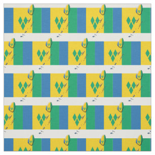 ST VINCENT GRENADINES Flag Map Outline Fabric