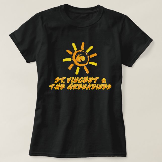 St. Vincent & The Grenadines bright yellow&orange T-Shirt (Design Front)