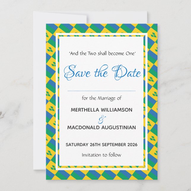 ST VINCENT'S Patriotic Custom Wedding Celebration Save The Date (Front)
