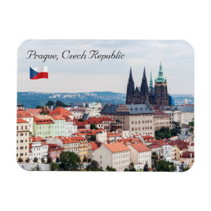 St. Vitus Cathedral and Prague Cityscape - Czech R Magnet