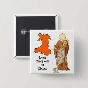 St. Winifred of Wales (P 002) 15 Cm Square Badge