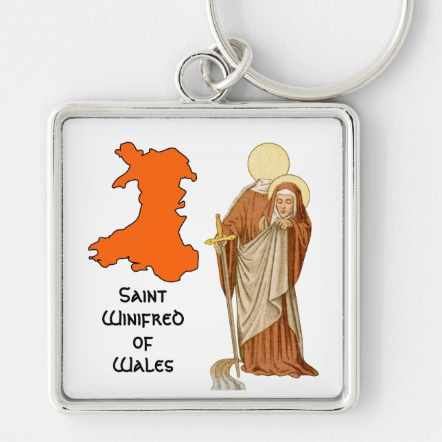 St. Winifred of Wales (P 002) Key Ring (Front)