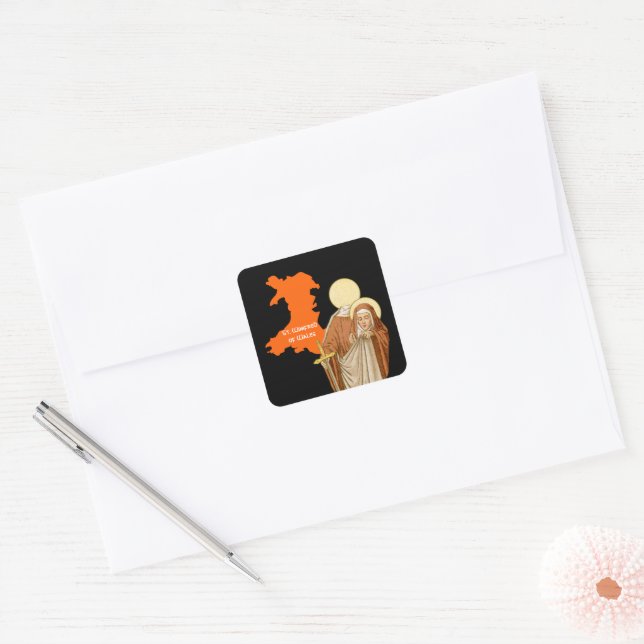 St. Winifred of Wales (P 002) Square Sticker (Envelope)