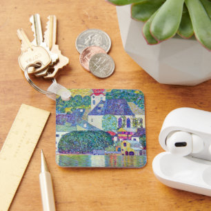 St. Wolfgang Church by Gustav Klimt, Victorian Art Key Ring