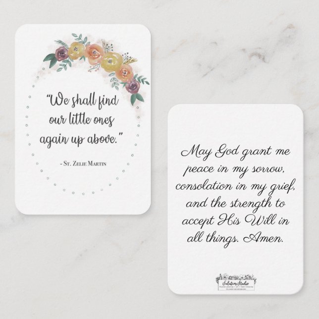 St. Zelie Martin Consolation Miscarriage Holy Card (Front/Back)