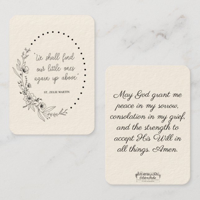 St. Zelie Martin Consolation Miscarriage Holy Card (Front/Back)