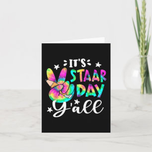 Staar Day Yall Tie Dye Peace Sign Teacher Testing Card