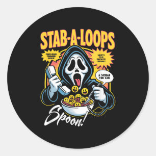 Stab-a-loops Horror Cereal Box Halloween  Classic Round Sticker