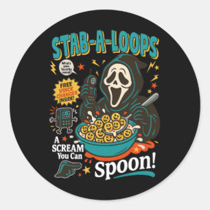 Stab-a-loops Horror Cereal Box Halloween Killer Br Classic Round Sticker