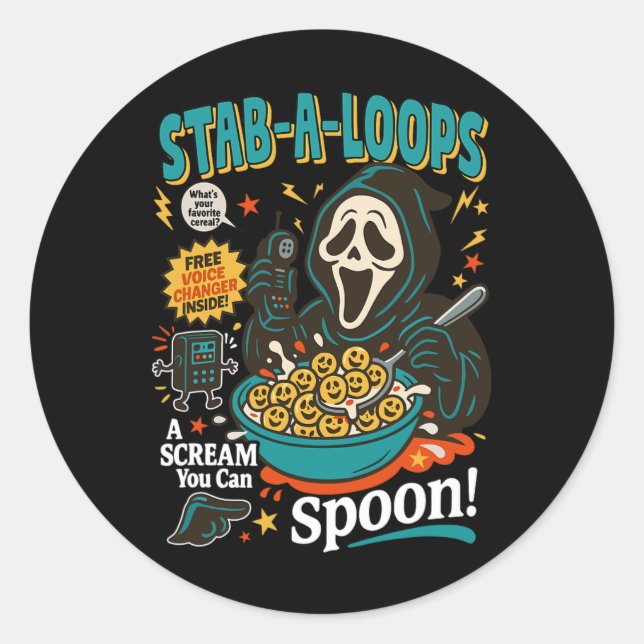 Stab-a-loops Horror Cereal Box Halloween Killer Br Classic Round Sticker (Front)