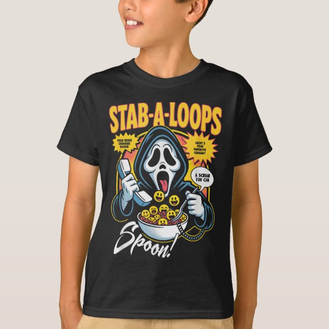 Stab-a-loops Horror Cereal Box Halloween  T-Shirt (Front)