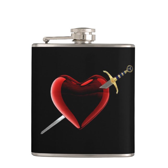 Stabbed In The Heart Flask (Front)