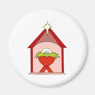 Stable Baby Jesus Crib Magnet