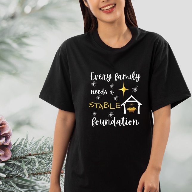 Stable Foundation Christian Christmas Jesus Manger T-Shirt (Creator Uploaded)
