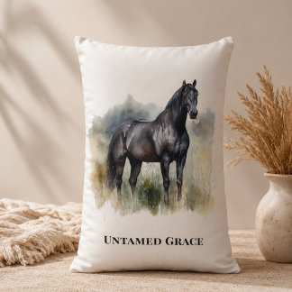 Stable Lounge Black Horse Accent Lumbar Cushion