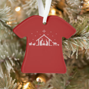 Stable Nativity Ugly Christmas Sweater Christian Ornament
