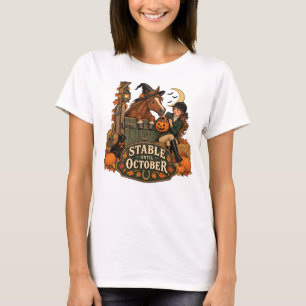 Stable Until October Funny Horse Lover Halloween T T-Shirt