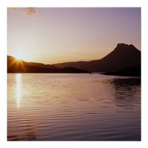 Stac Pollaidh sunset Scotland Poster