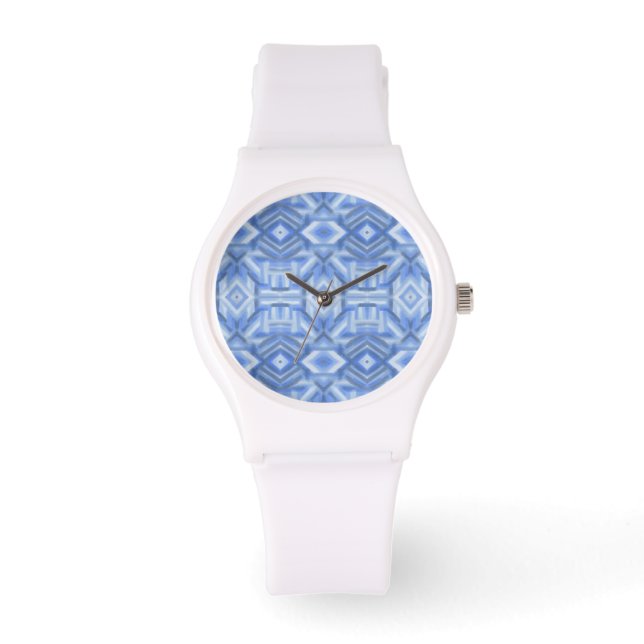 Staccato Blue Abstract Soft Pastel Art Watch (Front)