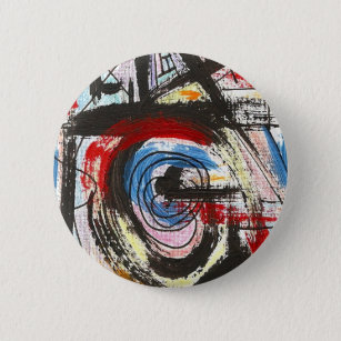 Staccato-Hand Painted Abstract Art 6 Cm Round Badge