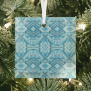Staccato Light Blue Abstract Soft Pastel Art Glass Tree Decoration