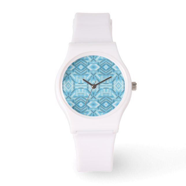 Staccato Light Blue Abstract Soft Pastel Art Watch (Front)