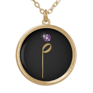 Staccato Note Gold Music Purple Jewel Necklace